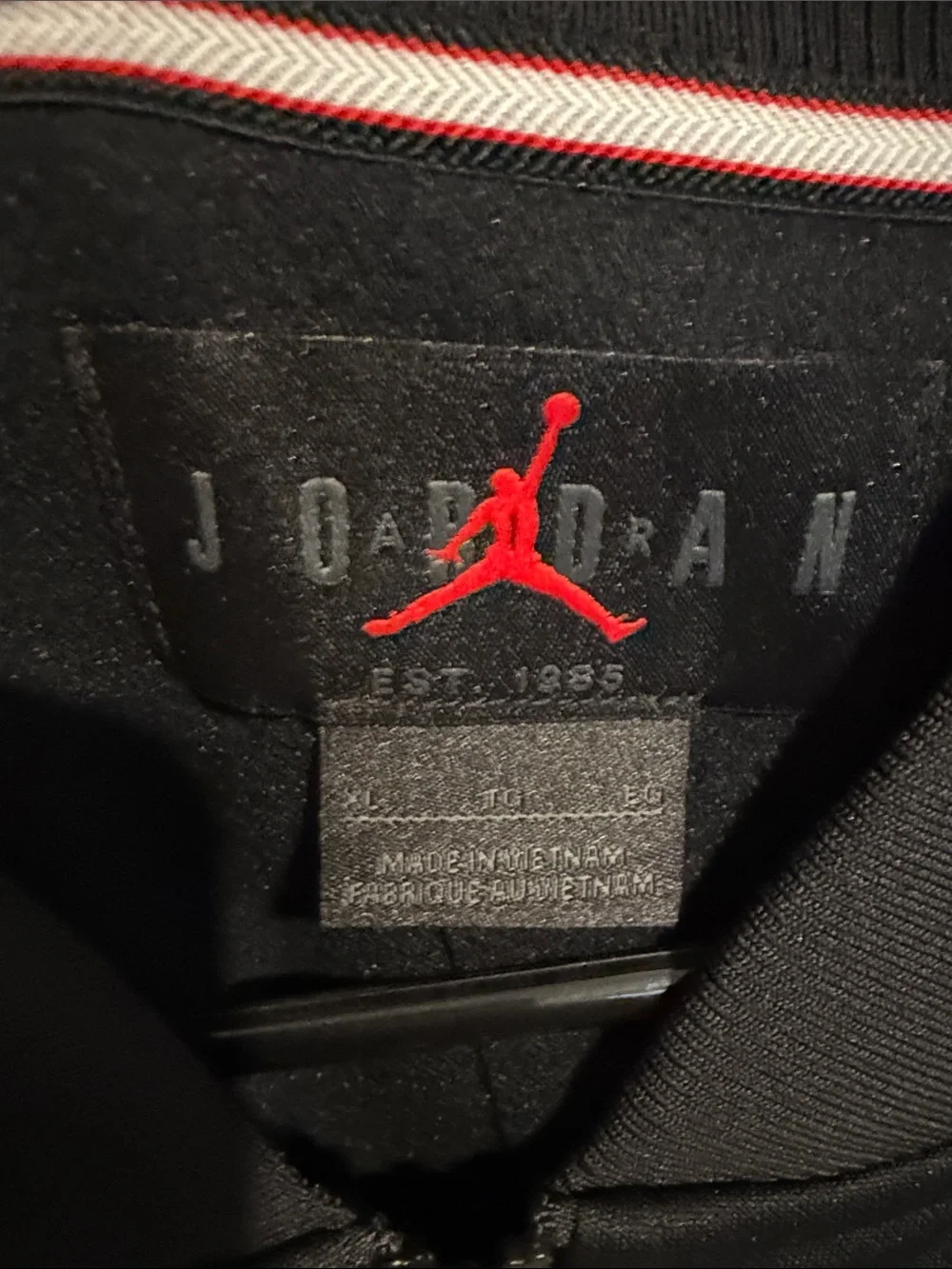Jordan Black Track Jacket with White Piping